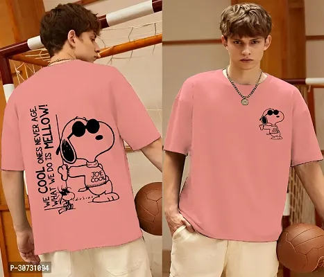 Men Front  Back Printed Round Neck Oversized T-Shirt-thumb0