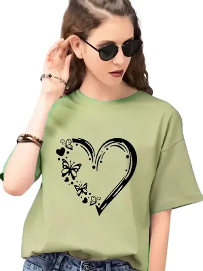 Women HEART BUTTERFLY Oversize T-Shirt (Purple)