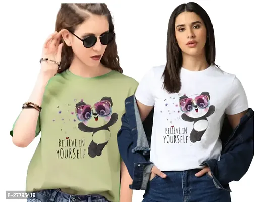 Women Printed T-Shirt Pack of -2 / Material Type Polyester