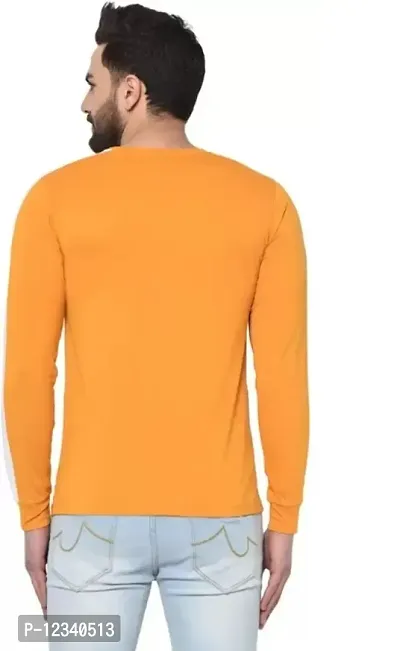 Reliable Yellow Cotton Blend Solid Round Neck Tees For Men-thumb2