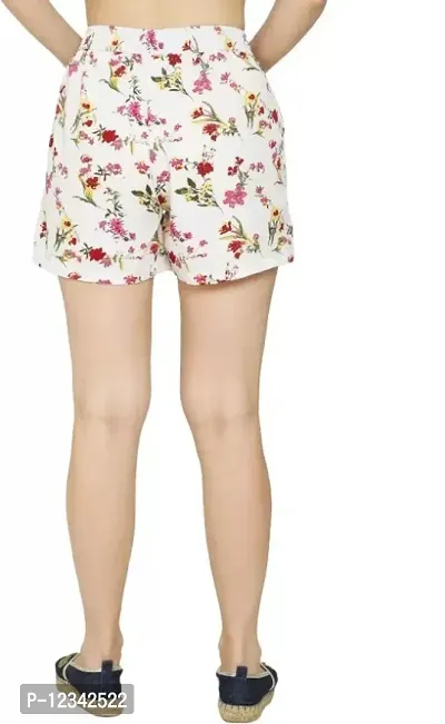 Floral Printed Cloth Material Crepe Women shorts-thumb2