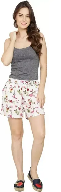 Floral Printed Cloth Material Crepe Women shorts-thumb4