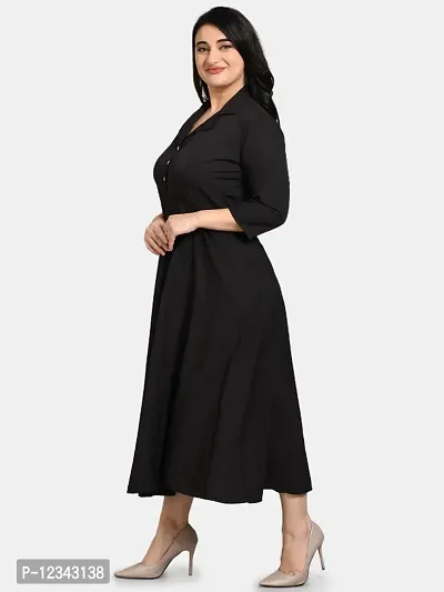 Classic Crepe Solid Dress For Women-thumb3