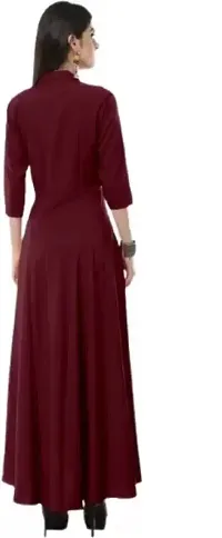 Classic Crepe Solid Dress For Women-thumb2