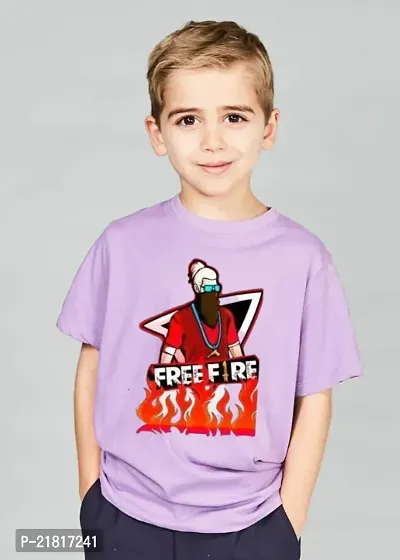 Kids Boys Printed Half Sleeve Round Neck Free Fire T-Shirt