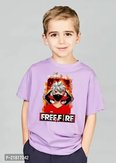 Kids Boys Printed Half Sleeve Round Neck Free Fire T-Shirt