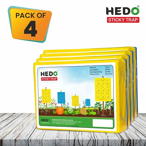 HEDO Sticky Trap For Farm And Garden, Yellow and Blue Sticky Trap Pack Of 4 (100Pcs)