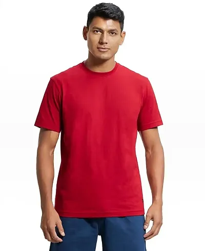 Latest Cotton Blend Solid Round Neck T-Shirt For Men