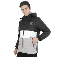 Mens Puffer Bomber Hooded BlackSports Jacket-thumb1