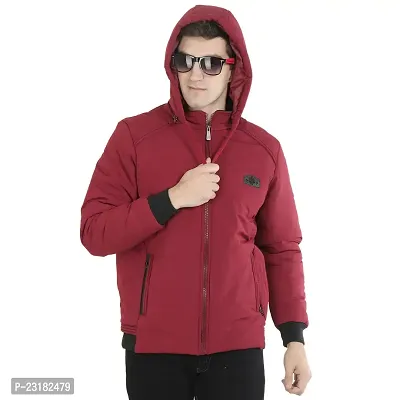 Mens Puffer Bomber Hooded Navy Jacket-thumb3