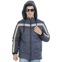 Mens Puffer Tailored Bomber Hooded Red Jacket-thumb1