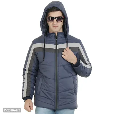 Mens Puffer Tailored Bomber Hooded Red Jacket-thumb2