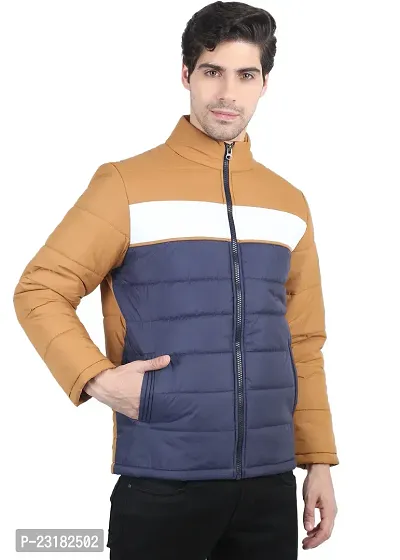 Mens Puffer Quilted Bomber Navy Jacket-thumb0