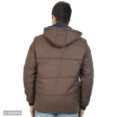 Mens Puffer Bomber Hooded Black Jacket-thumb3