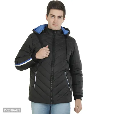 Mens Puffer Bomber Hooded Black Jacket