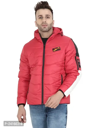 Stylish Red Nylon Solid Long Sleeves Jackets For Men