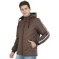 Mens Puffer Bomber Hooded Black Jacket-thumb1