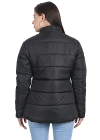 Stylish Black Solid Puffer Jacket For Women-thumb1