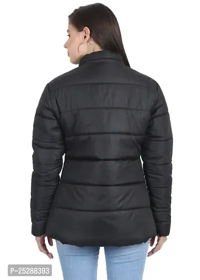 Stylish Black Solid Puffer Jacket For Women-thumb2