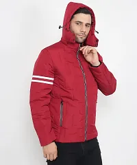 Mens Puffer Bomber Hooded Black Jacket-thumb1