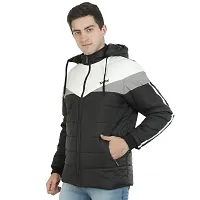 Mens Puffer Tailored Bomber Hooded Black Sportswear Jacket-thumb1