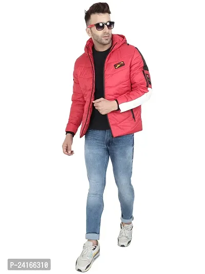 Stylish Red Nylon Solid Long Sleeves Jackets For Men-thumb5