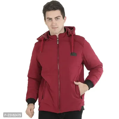 Mens Puffer Bomber Hooded Navy Jacket-thumb0