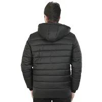 Mens Puffer Bomber Hooded BlackSports Jacket-thumb2