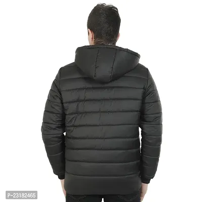 Mens Puffer Bomber Hooded BlackSports Jacket-thumb3