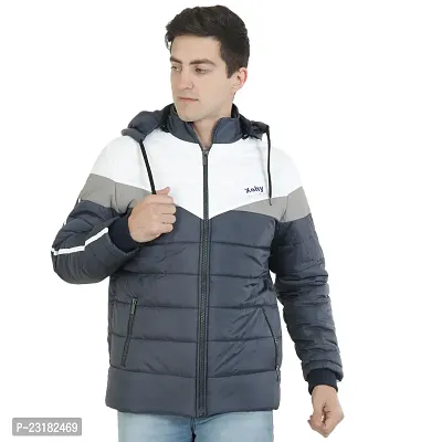 Mens Puffer Tailored Bomber Hooded Black Sportswear Jacket