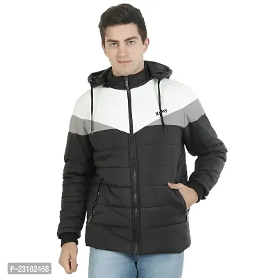 Mens Puffer Tailored Bomber Hooded Black Sportswear Jacket-thumb0