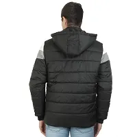 Mens Puffer Tailored Bomber Hooded Black Sportswear Jacket-thumb2