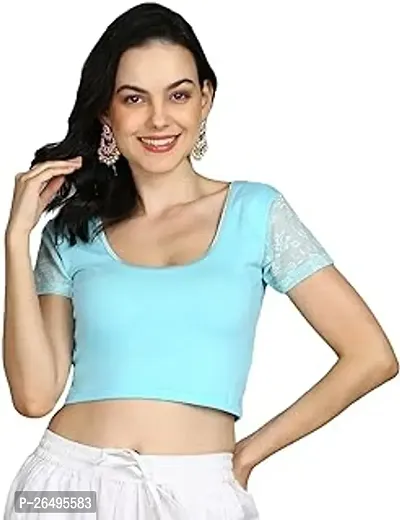 Reliable Blue Satin Stitched Blouses For Women