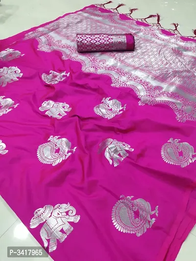 Pink Woven Design Art Silk Saree-thumb0