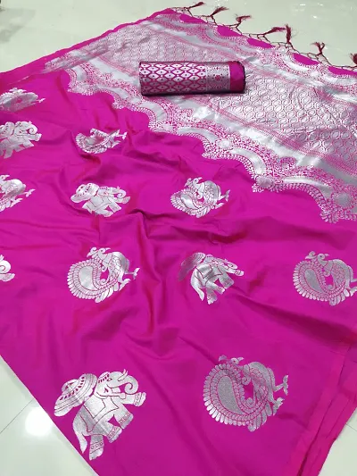 Best Selling Woven Design Haathi Motif Banarasi Silk Sarees