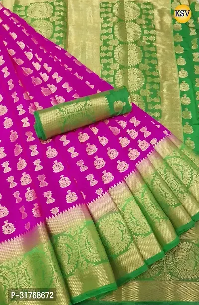 Stylish Purple Art Silk Woven Saree with Blouse piece For Women-thumb0