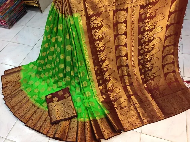 Banarasi Silk Woven Sarees With Blouse Piece