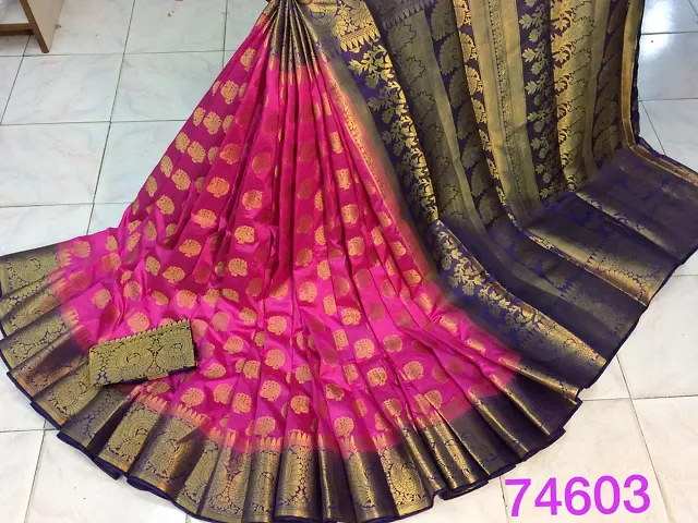 Silk Zari Weaving Banarasi Sarees With Blouse Piece