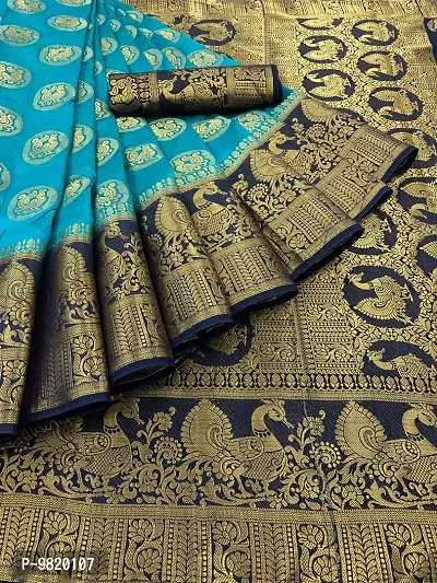 Raw Silk Woven Ethnic Print Kanjeevaram Saree-thumb0