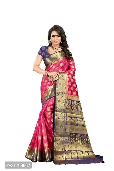 Stylish Red Art Silk Woven Saree with Blouse piece For Women-thumb0