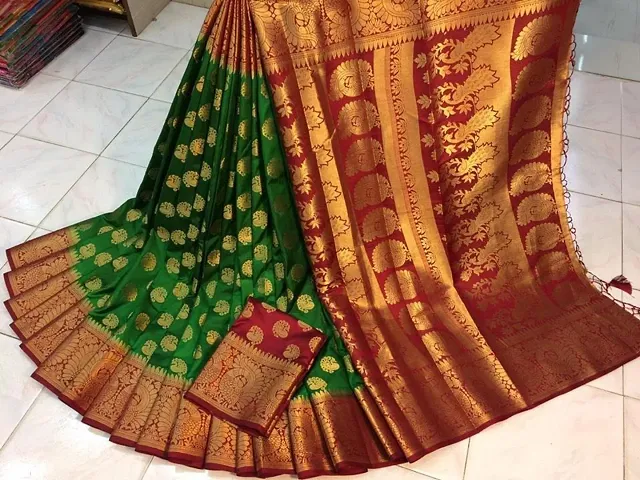 Banarasi Silk Woven Sarees With Blouse Piece