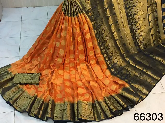 Silk Zari Weaving Banarasi Sarees With Blouse Piece