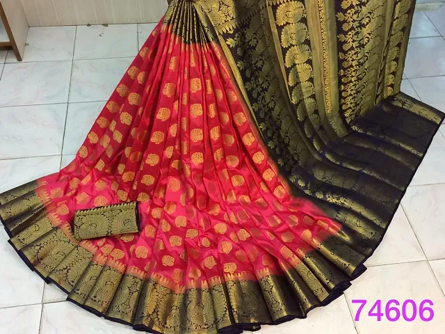 Silk Zari Weaving Banarasi Sarees With Blouse Piece