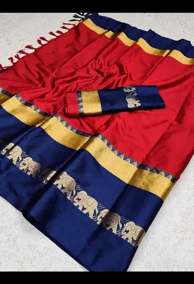 Cotton Silk Woven Design Sarees with Running Blouse