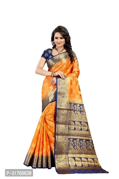 Stylish Yellow Art Silk Woven Saree with Blouse piece For Women