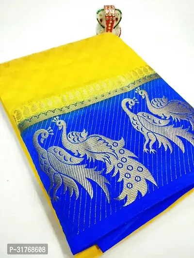 Stylish Yellow Art Silk Woven Saree with Blouse piece For Women