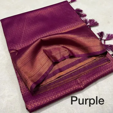 Silk Blend Kanjeevaram Woven Design Sarees With Blouse Piece