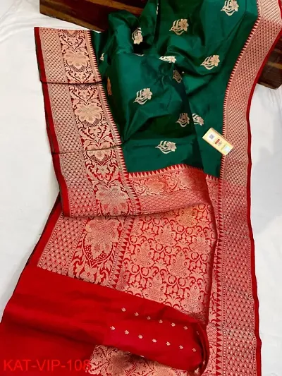 Silk Blend Banarasi Woven Design Saree With Blouse Piece