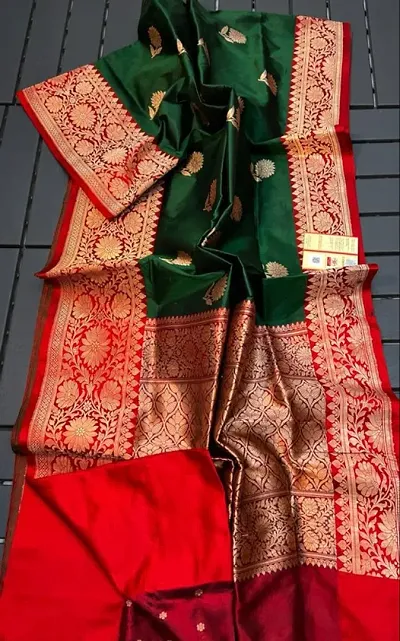 Silk Blend Banarasi Woven Design Saree With Blouse Piece