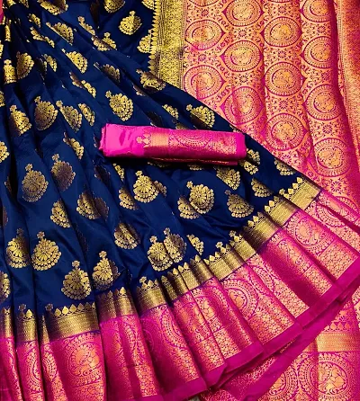 Woven Design Silk Blend Sarees with Blouse Piece